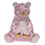 Herend Miniature Baby Bear Sitting Figurines Herend Raspberry (Pink) 
