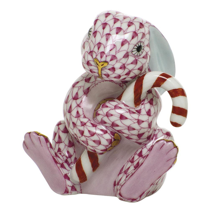 Herend Candy Cane Bunny Figurines Herend Raspberry (Pink)