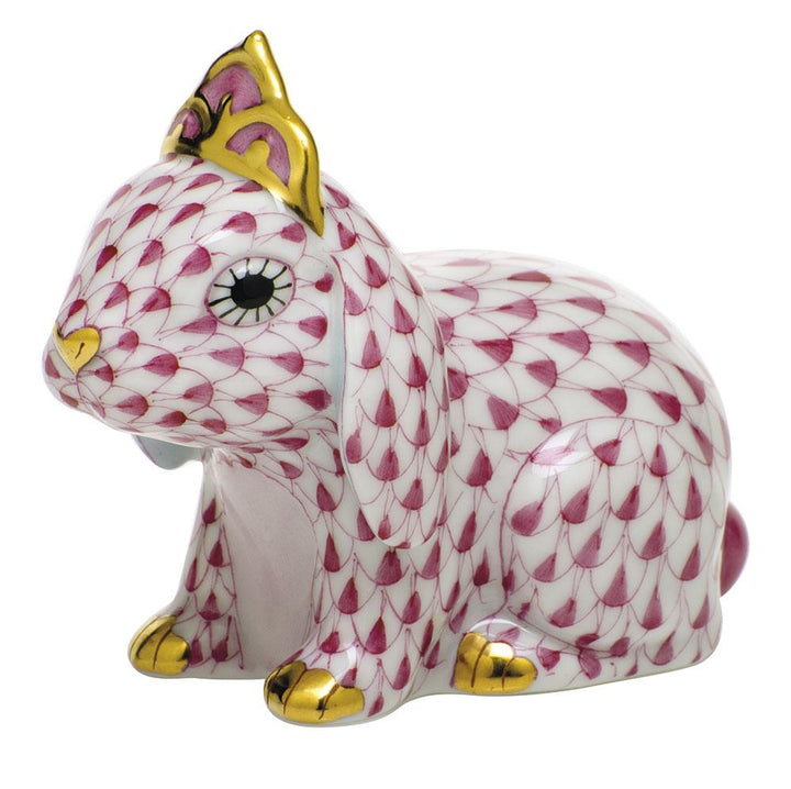 Herend Bunny With Tiara Figurines Herend Raspberry (Pink)