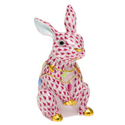 Herend Bunny With Christmas Lights Figurines Herend Raspberry (Pink) 