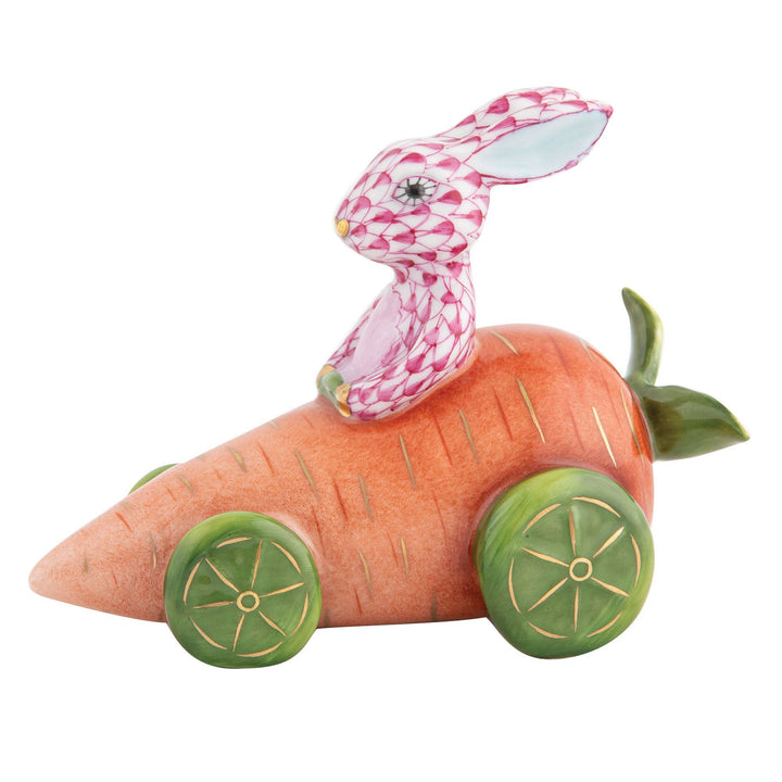 Herend Carrot Car Bunny Figurines Herend Raspberry (Pink)