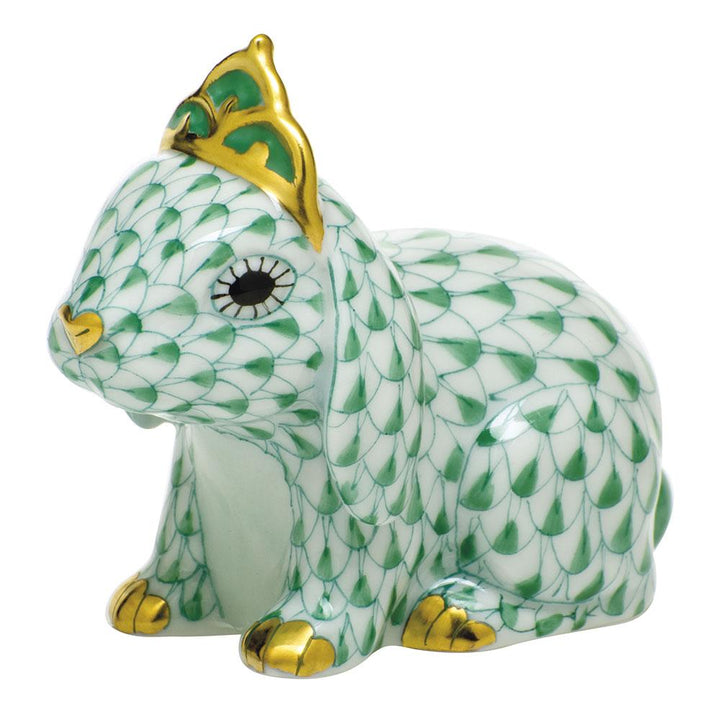 Herend Bunny With Tiara Figurines Herend Green