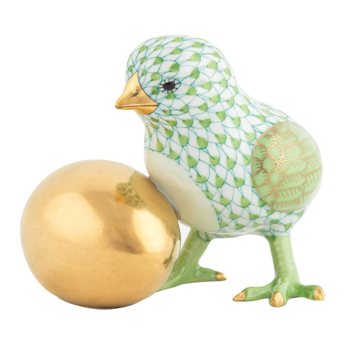 Herend Baby Chick With Egg Figurines Herend Lime Green
