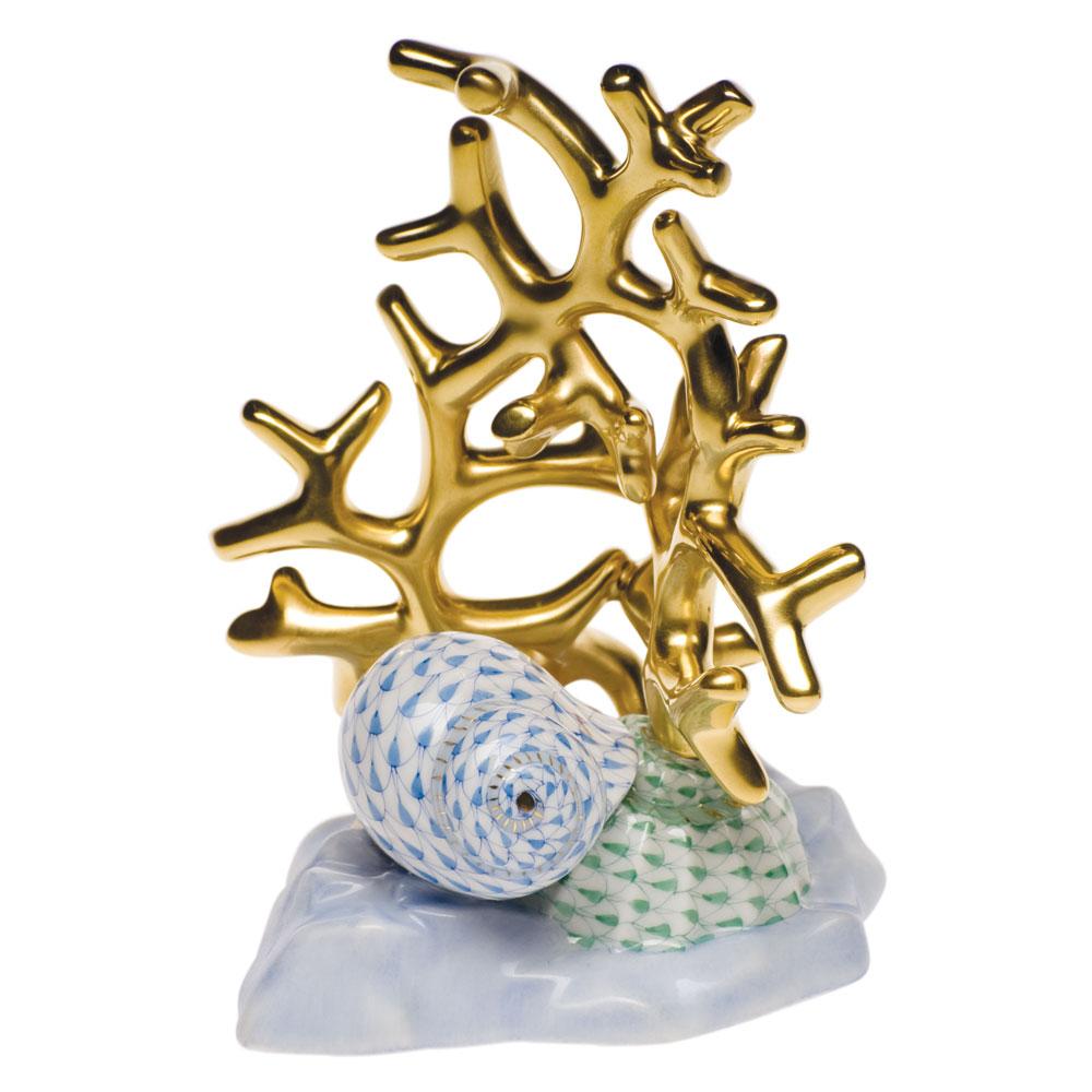 Herend Coral W/Shells Figurines Herend