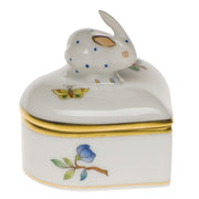 Herend Heart Box W/Bunny Figurines Herend Modified Queen Victoria 
