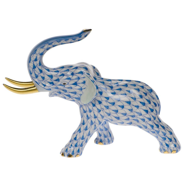 Herend Elephant W/Tusks Figurines Herend Blue