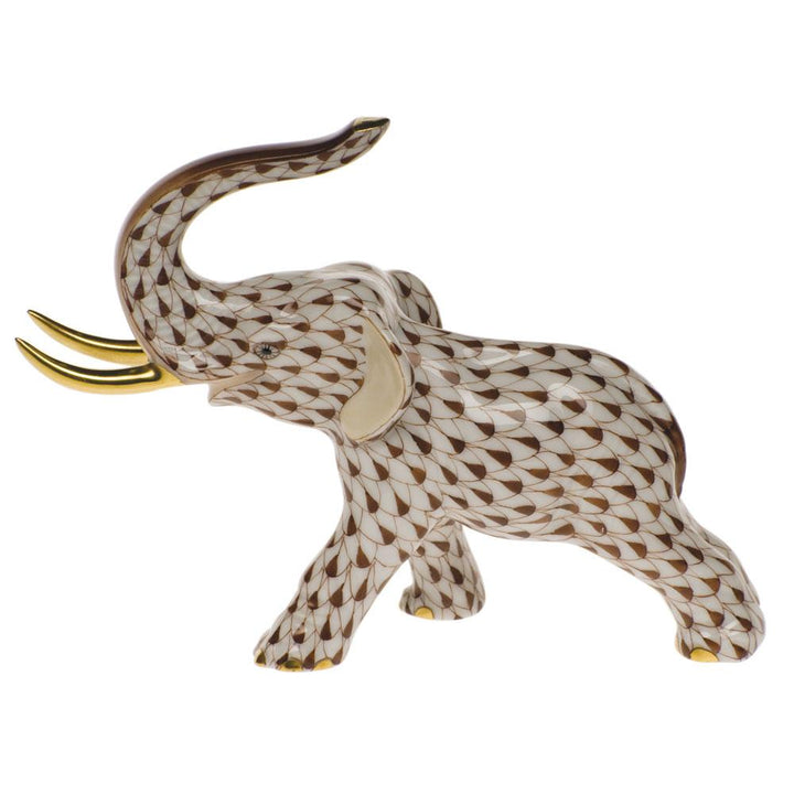Herend Elephant W/Tusks Figurines Herend Chocolate