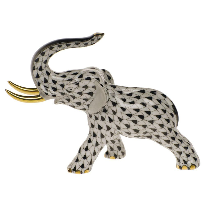 Herend Elephant W/Tusks Figurines Herend Black