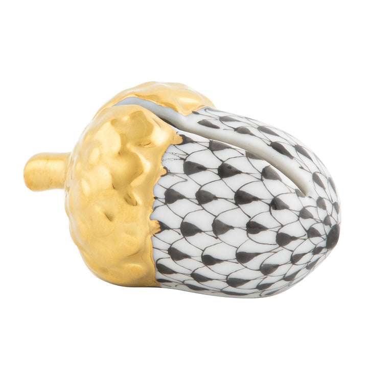 Herend Acorn Place Card Holder Figurines Herend Black