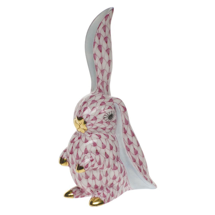 Herend Rabbit W/One Ear Up Figurines Herend Raspberry (Pink)