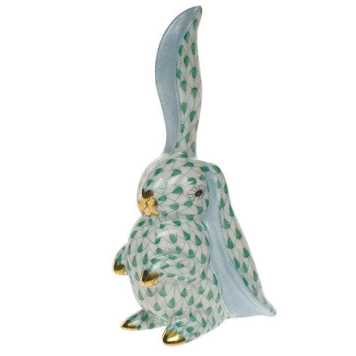 Herend Rabbit W/One Ear Up Figurines Herend Green