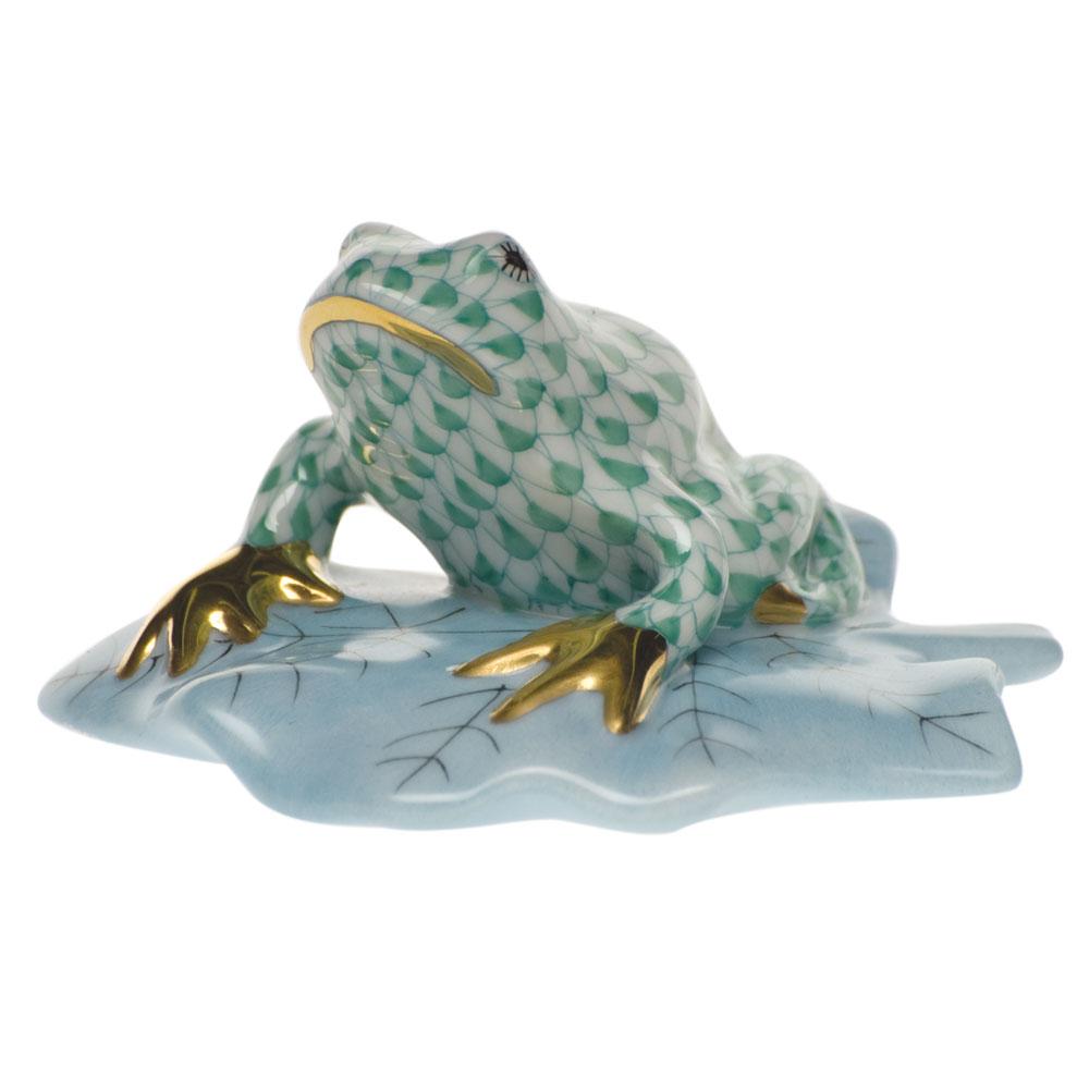 Herend Frog On Lily Pad Figurines Herend