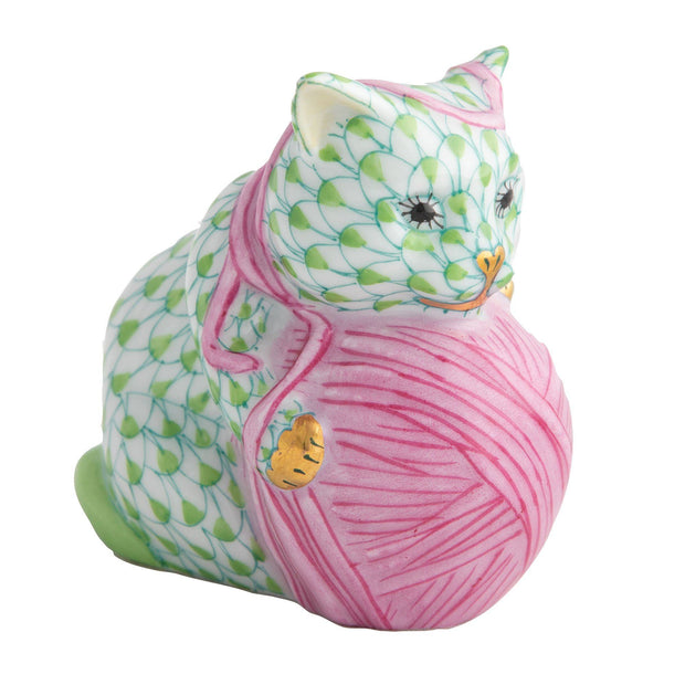 Herend Playful Kitten Figurines Herend Lime Green + Pink 