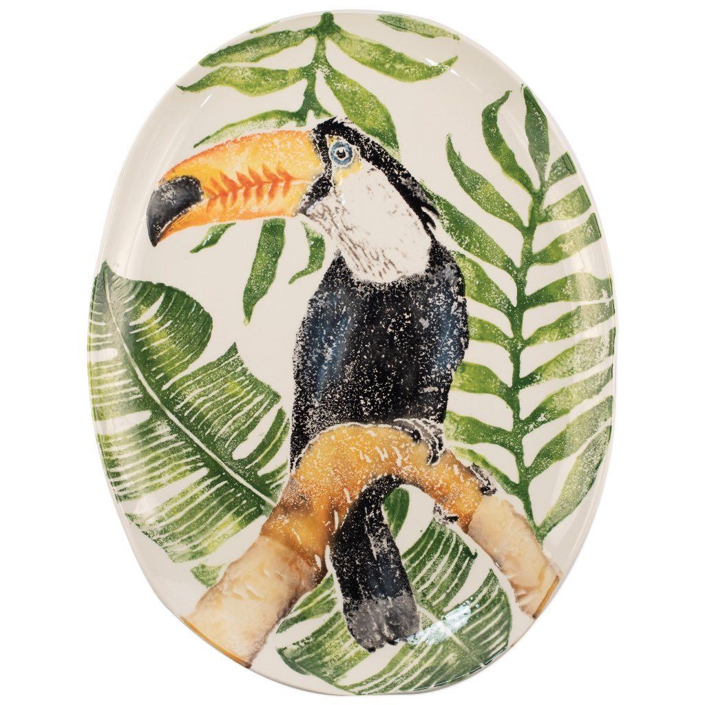 Vietri Into the Jungle Toucan Oval Platter Dinnerware Vietri