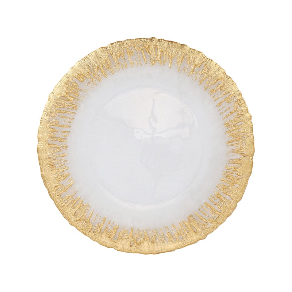Vietri Rufolo Glass Gold Brushstroke Dinner Plate Dinnerware Vietri