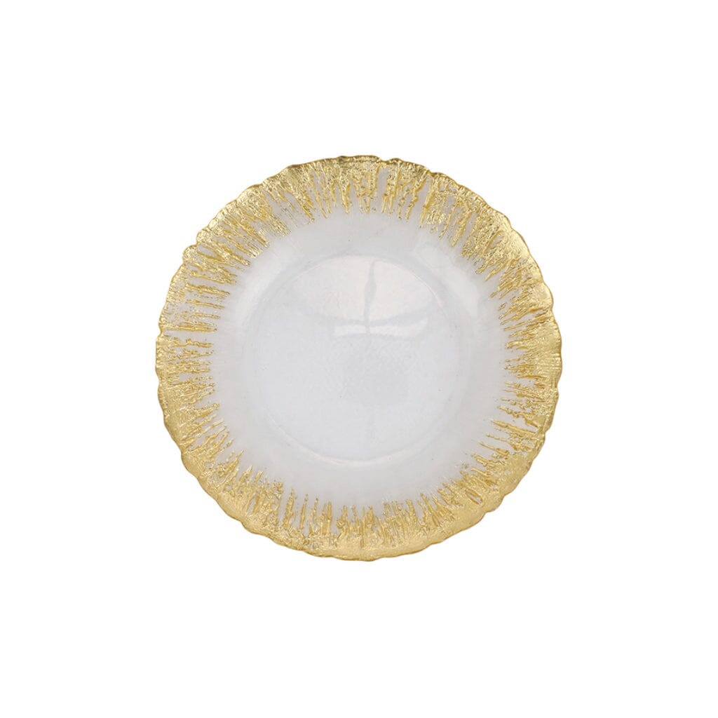 Vietri Rufolo Glass Gold Brushstroke Canape Plate Dinnerware Vietri