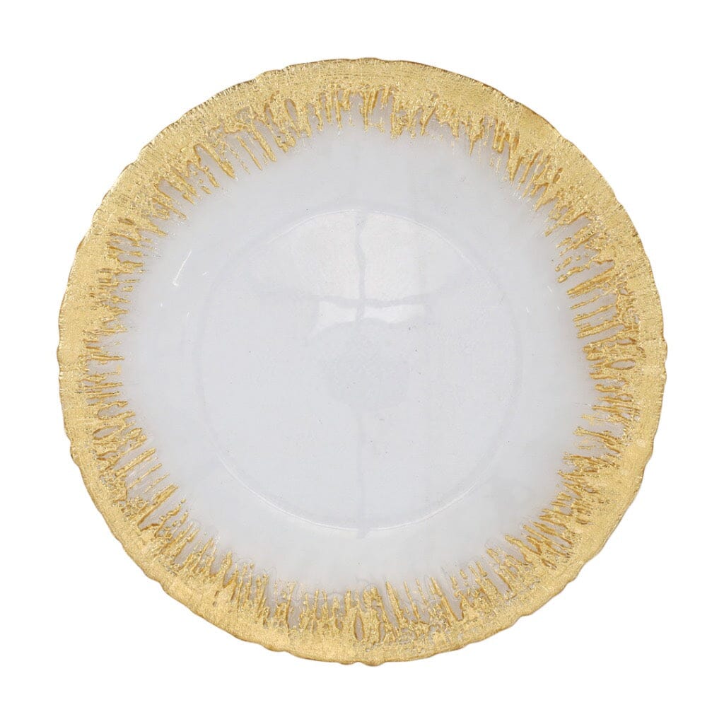 Vietri Rufolo Glass Gold Brushstroke Service Plate/Charger Dinnerware Vietri