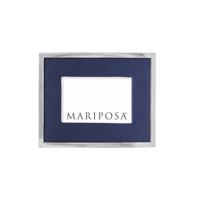 Mariposa Blue Leather with Metal Border 4" x 6" Frame Picture Frames Mariposa 