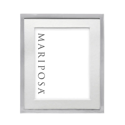 Mariposa White Leather with Metal Border 8" x 10" Frame Picture Frames Mariposa 