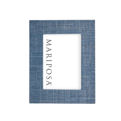 Mariposa Heather Blue Faux Grasscloth 5" x 7" Frame Picture Frames Mariposa 