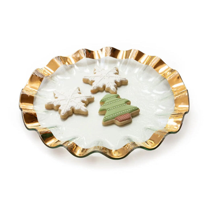 Annieglass Ruffle Round Platter - 15" Dinnerware Annieglass Gold 