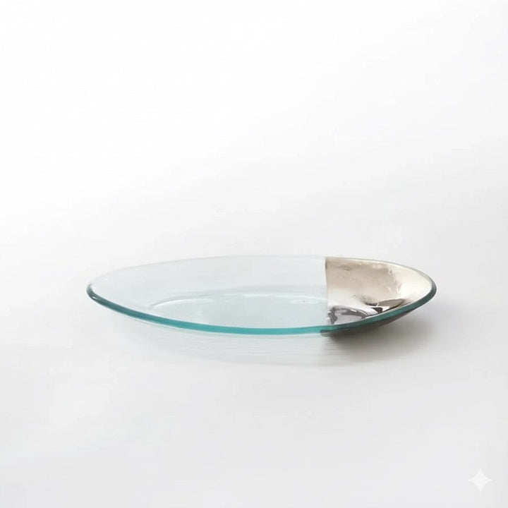 Annieglass Mod Small Oval Server Dinnerware Annieglass Platinum 