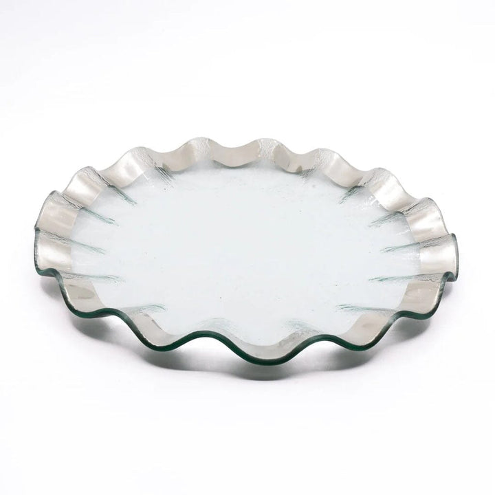 Annieglass Ruffle Round Platter - 15" Dinnerware Annieglass Platinum 