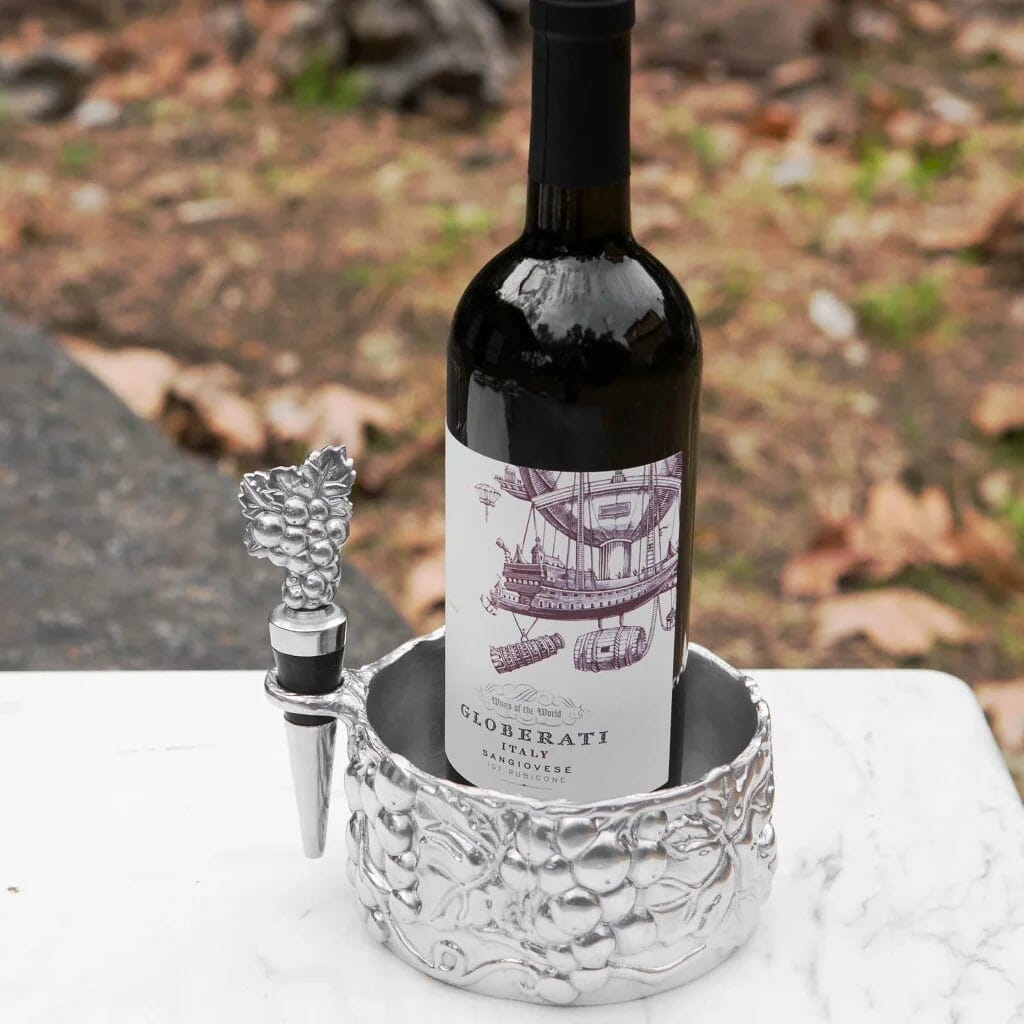 Arthur Court Wine Caddy and Stopper Set - Grape Barware Arthur Court 
