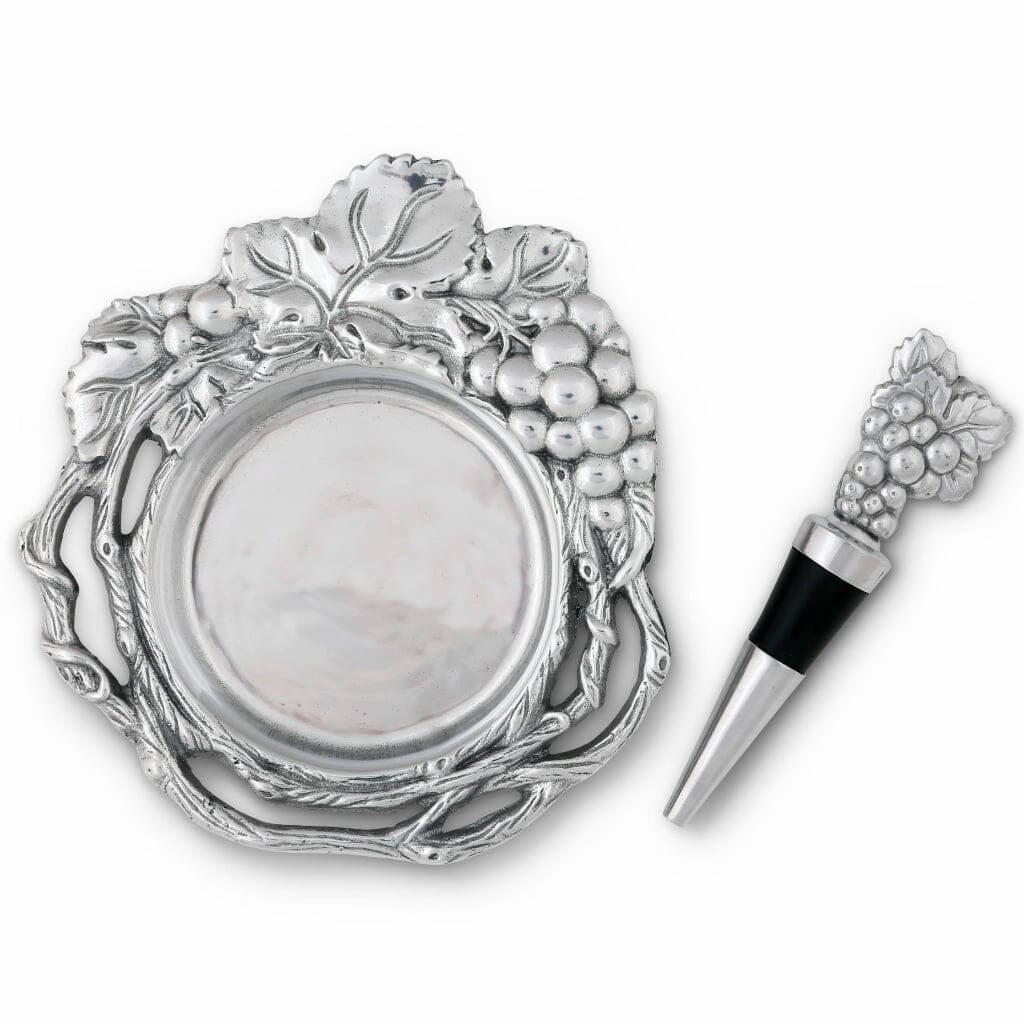 Arthur Court Wine Coaster and Stopper Set - Grape Barware Arthur Court 