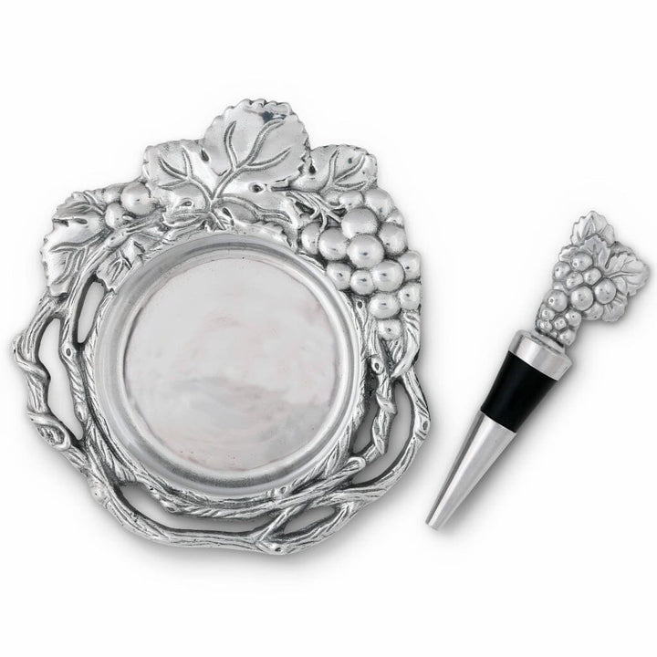 Arthur Court Wine Coaster and Stopper Set - Grape Barware Arthur Court 