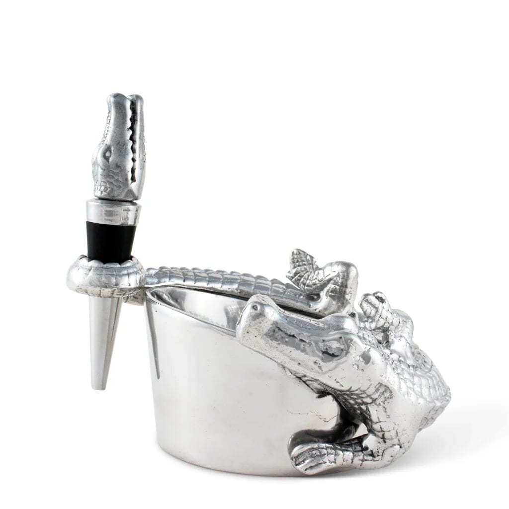 Arthur Court Wine Coaster and Stopper Set - Alligator Barware Arthur Court 