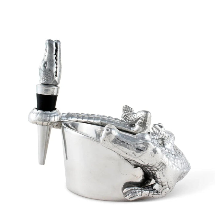 Arthur Court Wine Coaster and Stopper Set - Alligator Barware Arthur Court 