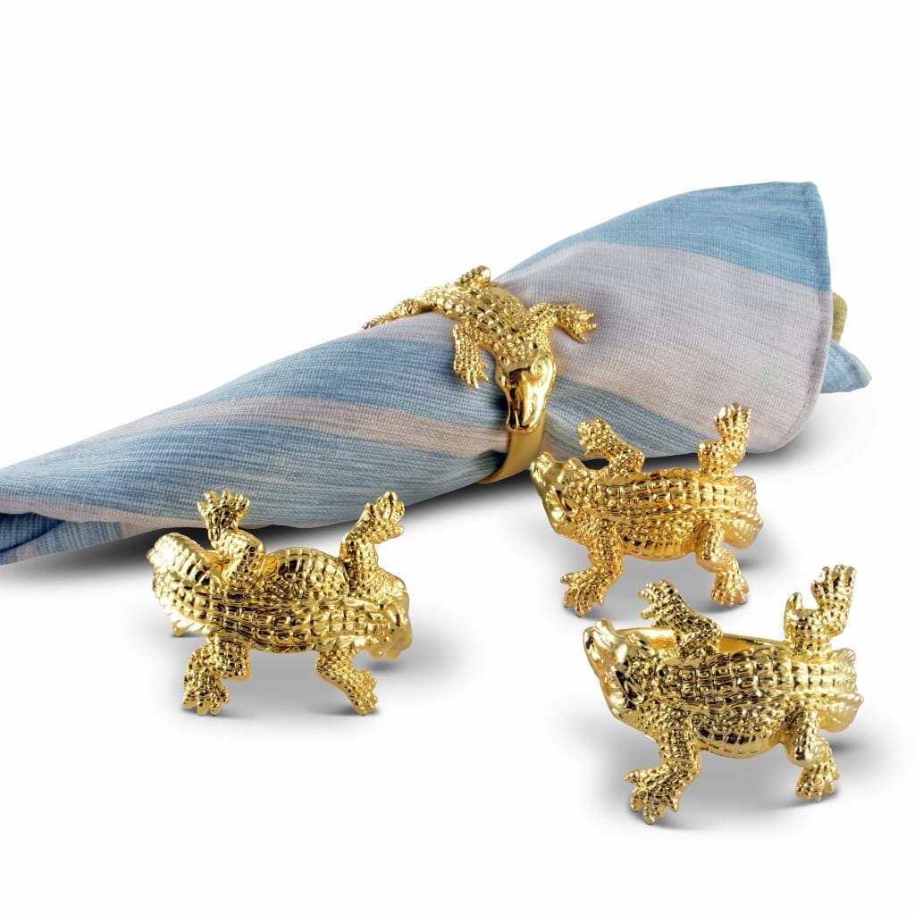 Arthur Court Napkin Rings - Gold Alligator Dinnerware Arthur Court 