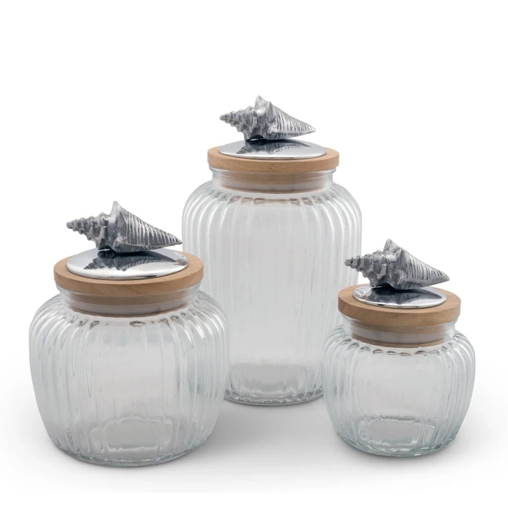 Arthur Court Glass Canister Set of 3 - Shell Dinnerware Arthur Court 