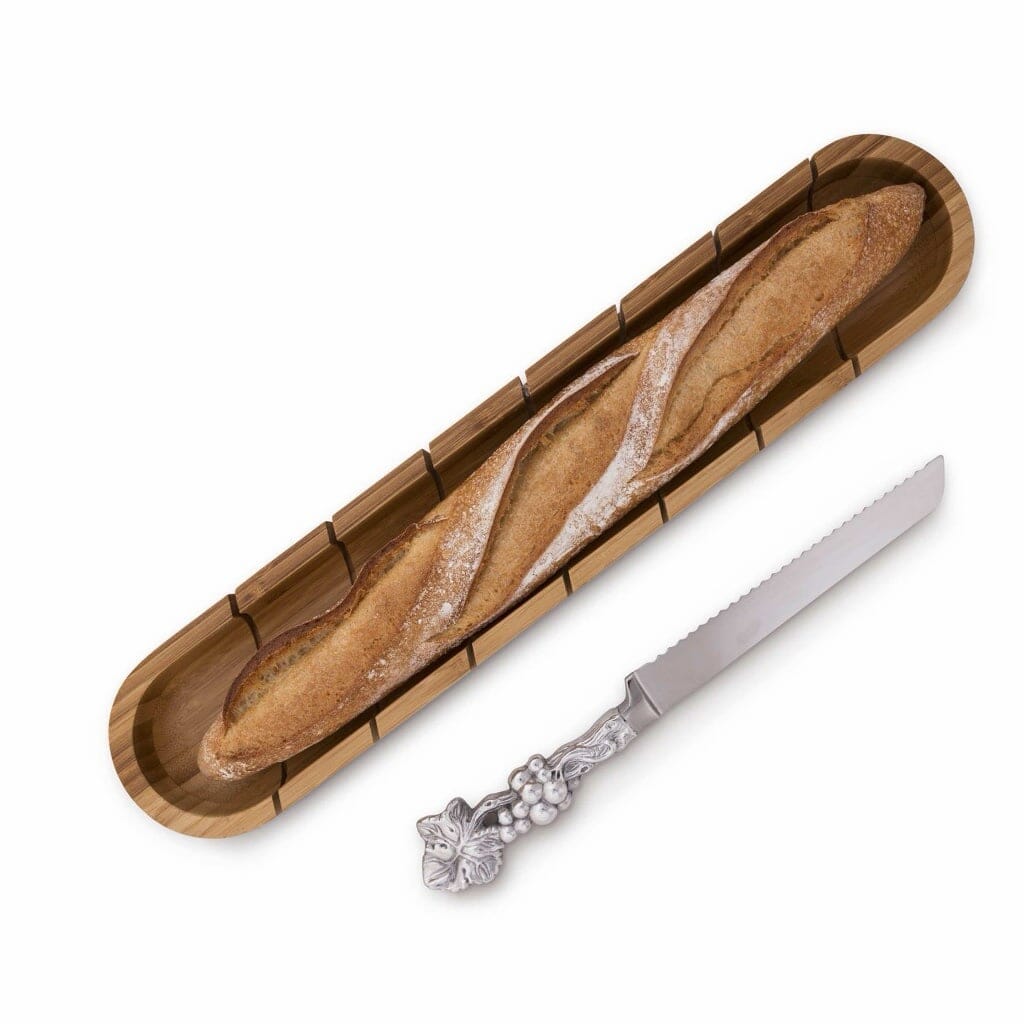 Arthur Court Baguette Board with Grape Bread Knife Servers Arthur Court 