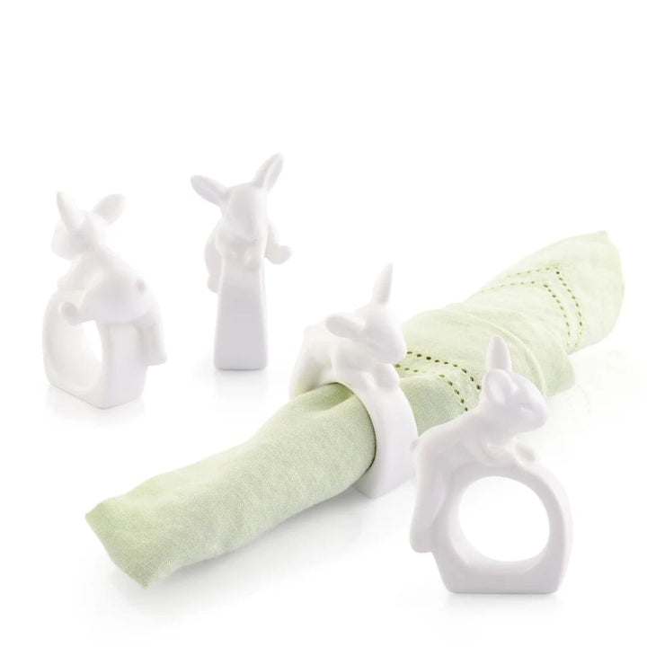 Arthur Court Napkin Rings - Stoneware Climbing Bunny Set of 4 Dinnerware Arthur Court 