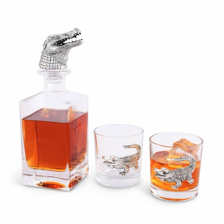 Arthur Court Decanter Set with Glasses (2) - Alligator Barware Arthur Court 