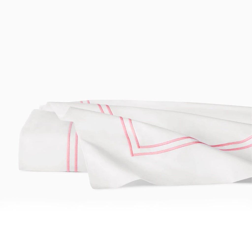 Sferra Grande Hotel Twin Flat Sheet 74" x 114" Bedding Sferra WHITE/PINK 