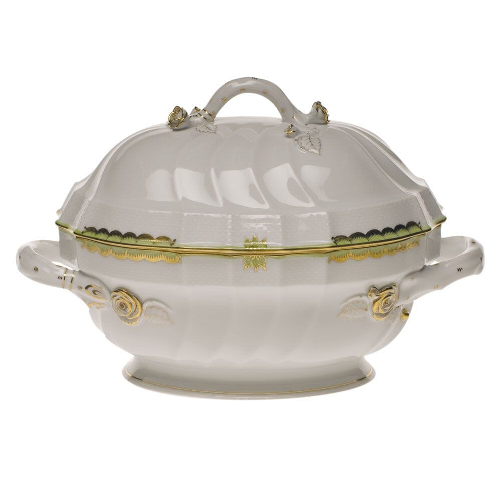 Herend Princess Victoria Tureen With Branch Dinnerware Herend Green 