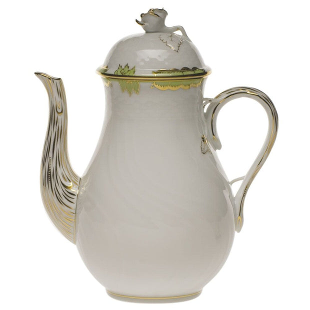 Herend Princess Victoria Coffee Pot With Rose Dinnerware Herend Green 