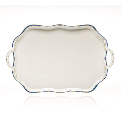 Herend Princess Victoria Rec Tray With Branch Handles Trays Herend Blue 
