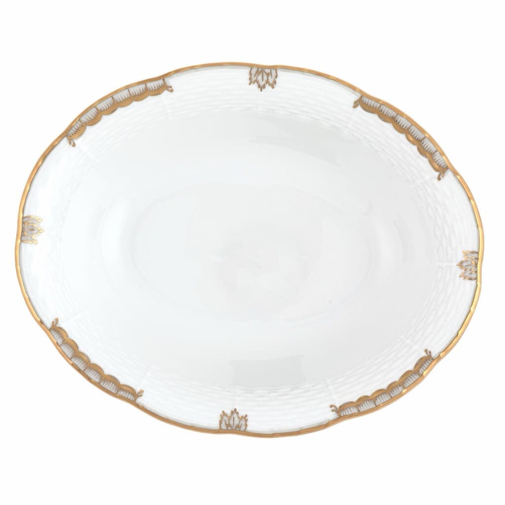 Herend Princess Victoria Oval Vegetable Dish Dinnerware Herend Gray 
