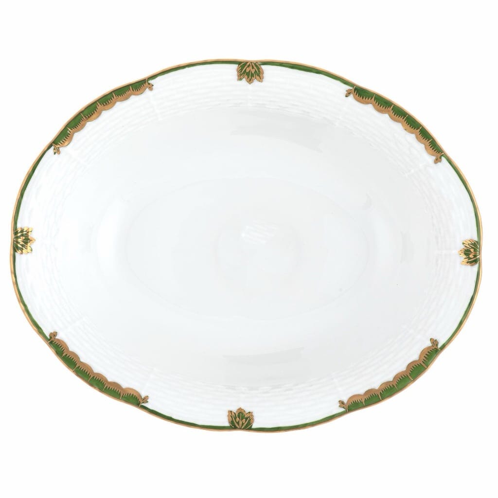 Herend Princess Victoria Oval Vegetable Dish Dinnerware Herend Dark Green 
