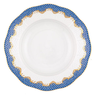 Herend Fish Scale Rim Soup Plate Dinnerware Herend Blue 