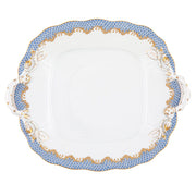 Herend Fish Scale Square Cake Plate With Handles Dinnerware Herend Light Blue 