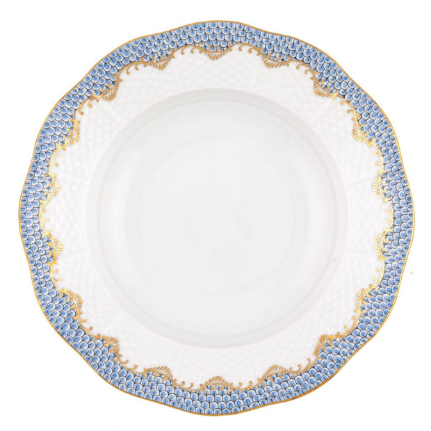 Herend Fish Scale Rim Soup Plate Dinnerware Herend Light Blue 