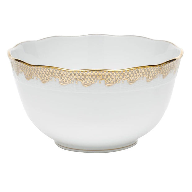 Herend Fish Scale Round Bowl Dinnerware Herend Gold 