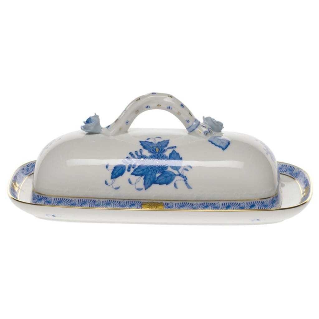 Herend Chinese Bouquet Butter Dish With Branch Dinnerware Herend Blue 