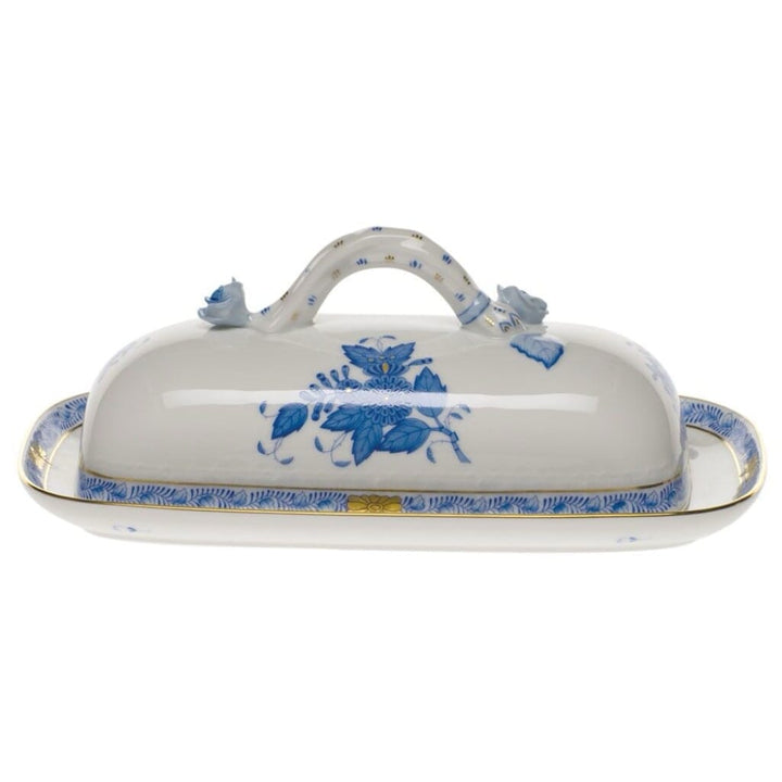 Herend Chinese Bouquet Butter Dish With Branch Dinnerware Herend Blue 