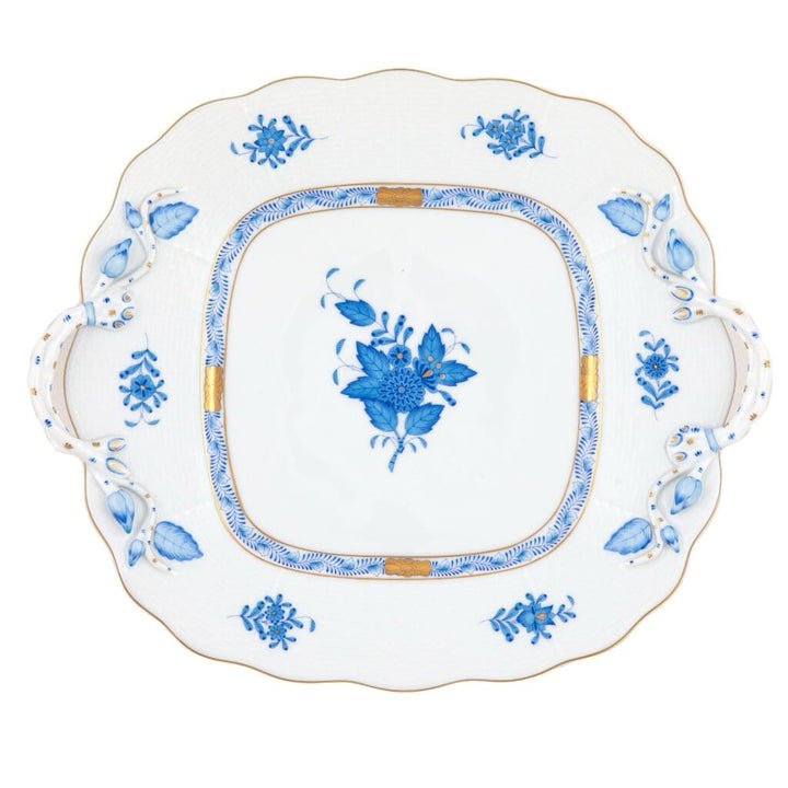 Herend Chinese Bouquet Square Cake Plate With Handles Dinnerware Herend Blue 